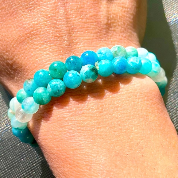💎Beautiful Blue Hemimorphite (1) Stretch Bracelet - Picture 2 of 6